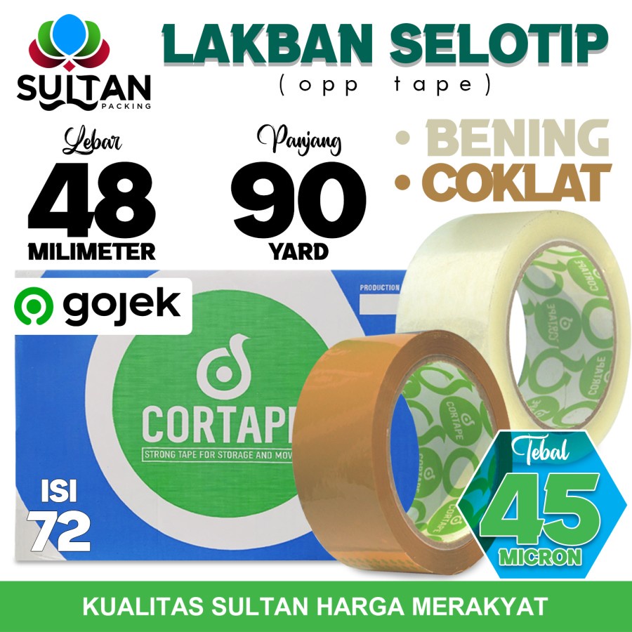 

Lakban 48mm x 90yard CORTAPE plakban isolasi GOJEK/GRAB /DUS ISI 72pcs