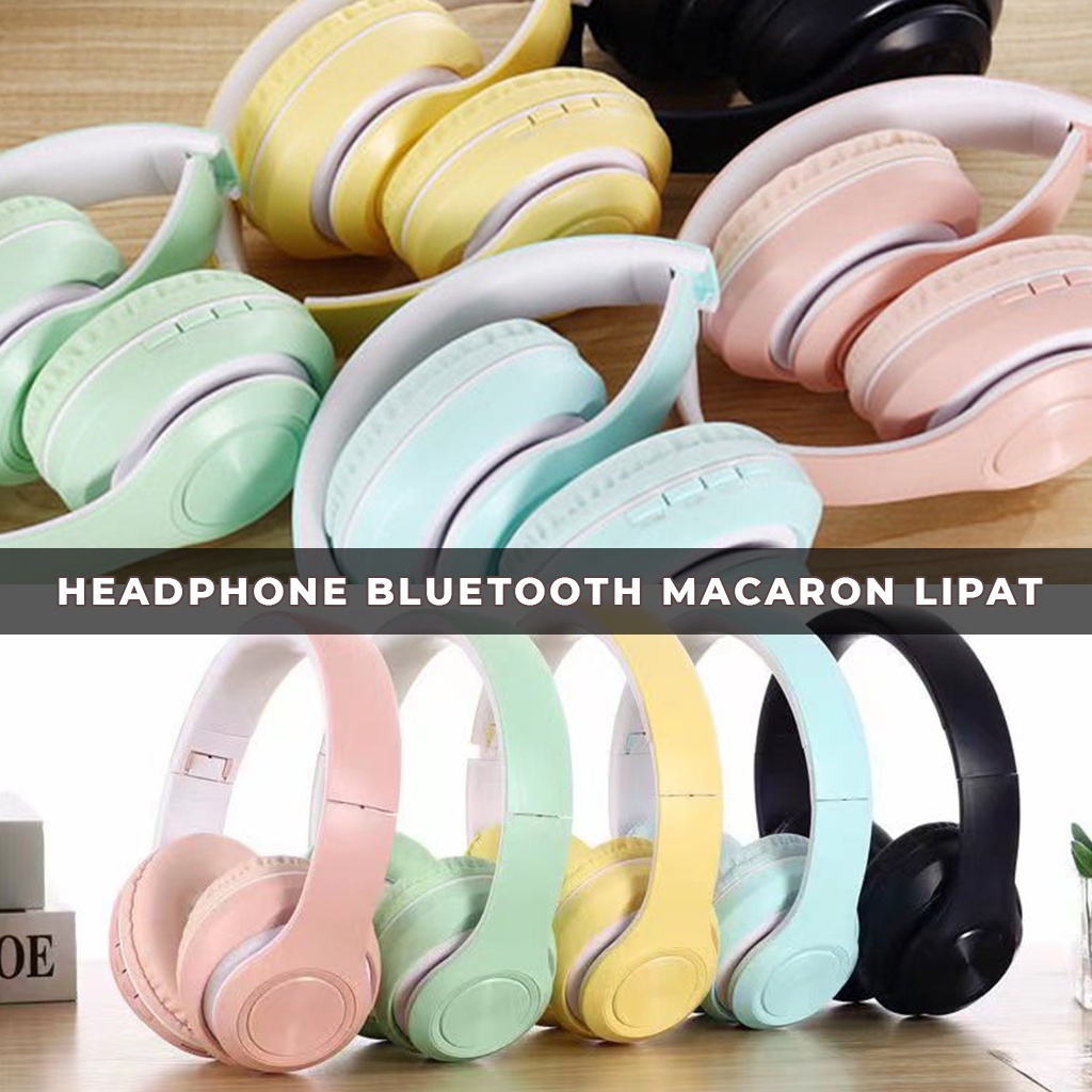 Headset Bluetooth Macaron NBP33 Headphone Wireless Henset Hetset Bando Slot Memori Untuk Santai Olahraga Lainnya | GROSIRXPRESS