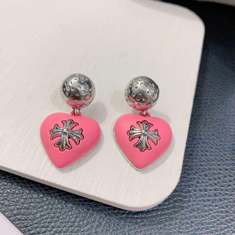 MXBEAUTY Wanita Retro Anting Manis Halus Sederhana Trendi Cross Niche Desain Fashion Perhiasan Gadis Hadiah Temperamen Gaya Korea Anting Menjuntai