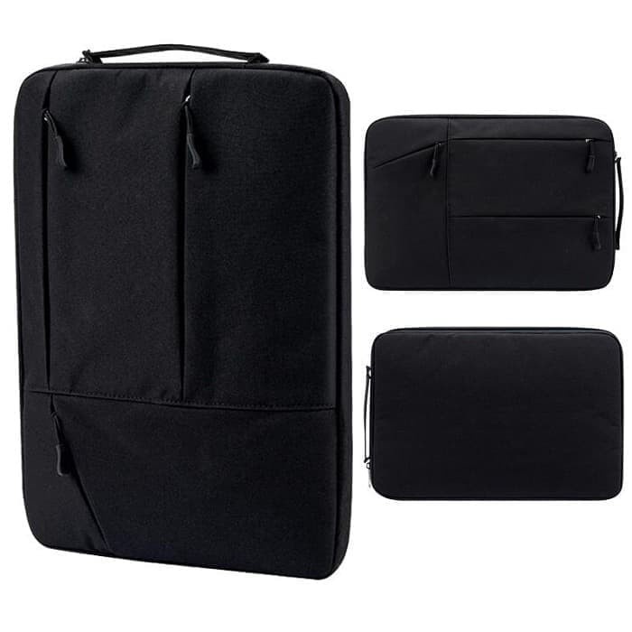 tas laptop jinjing multi pocket black nylon waterproof 14 15 inch set