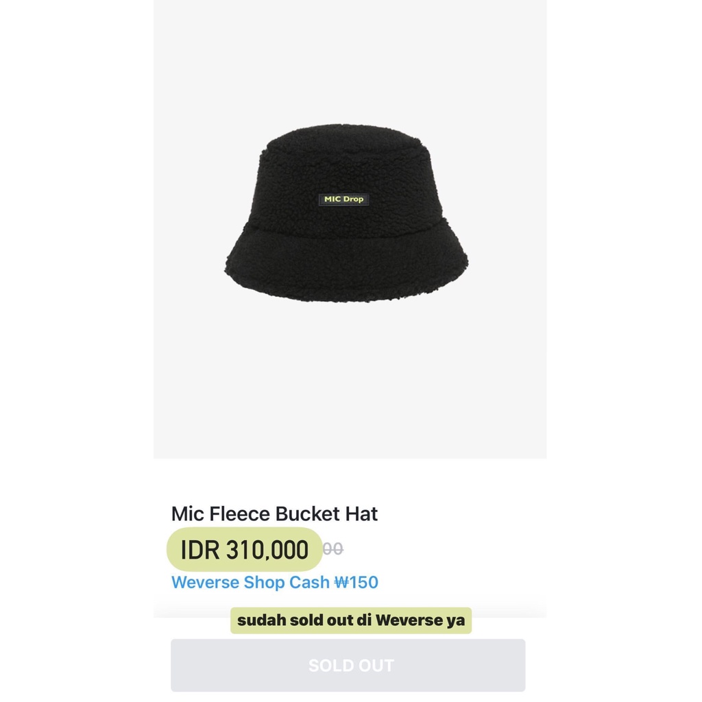 MIC FLEECE BUCKET HAT MIC DROP OFFICIAL METCH BTS [READY STOCK]
