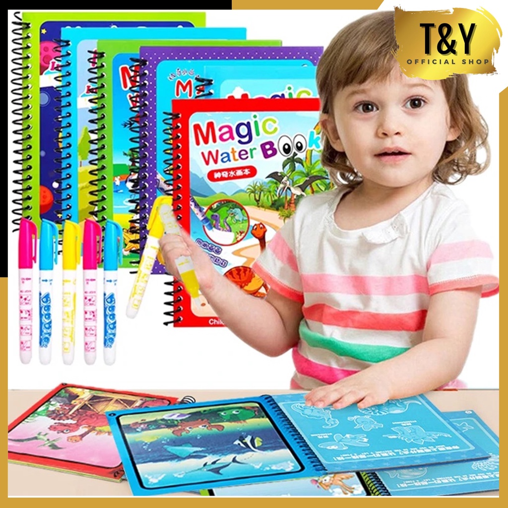 

T&Y Buku Ajaib Water Coloring Book Invisible Ink Buku Gambar Mewarnai Anak Ajaib Spidol Air