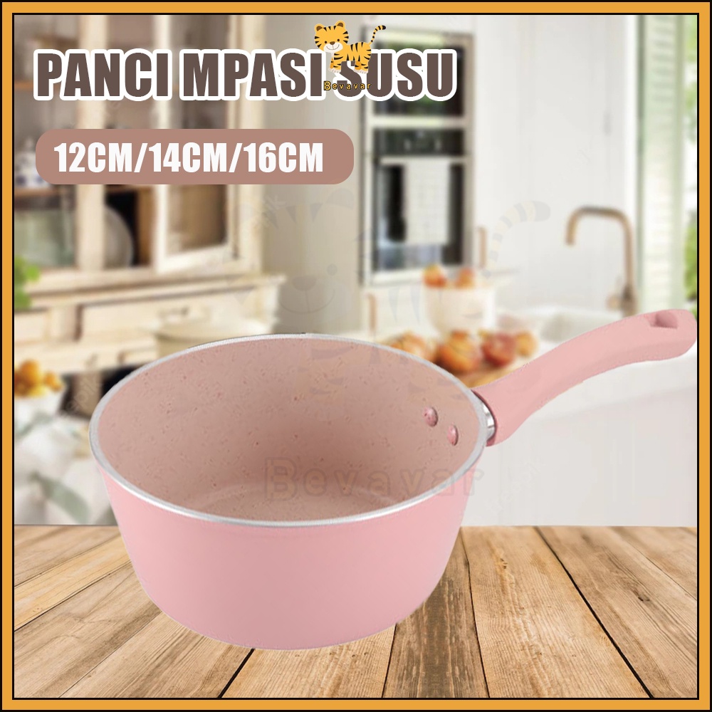ID Bevavar Panci teflon Marble/Panci susu Sauce Pot Mini Anti Lengket/Panci Mpasi Bayi Foodgrade