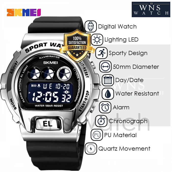 Jam Tangan Digital Sport Outdoor Pria Original Alloy Metal Case Blue Light Homage Design Multifuncti