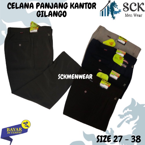 Celana Panjang Basic Pria GILANGO Formal Kerja Kantor Katun ukuran 27-38 - sck