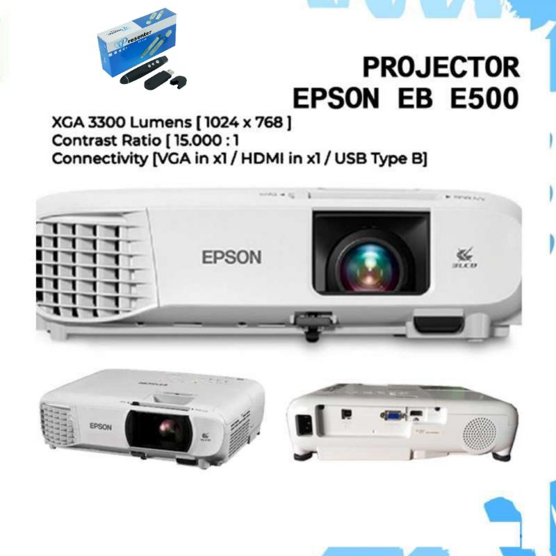 Proyektor Epson EB - E500 Brightness 3300 AnsiLumens HDMI