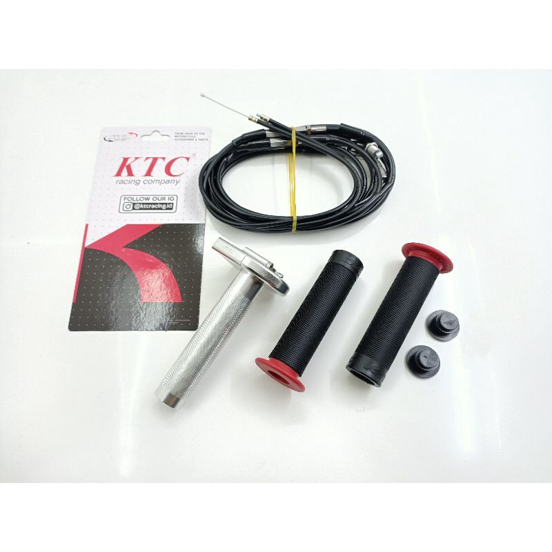 GAS SPONTAN KTC RACING 2 KABEL UNIVERSAL FREE GRIP BULU