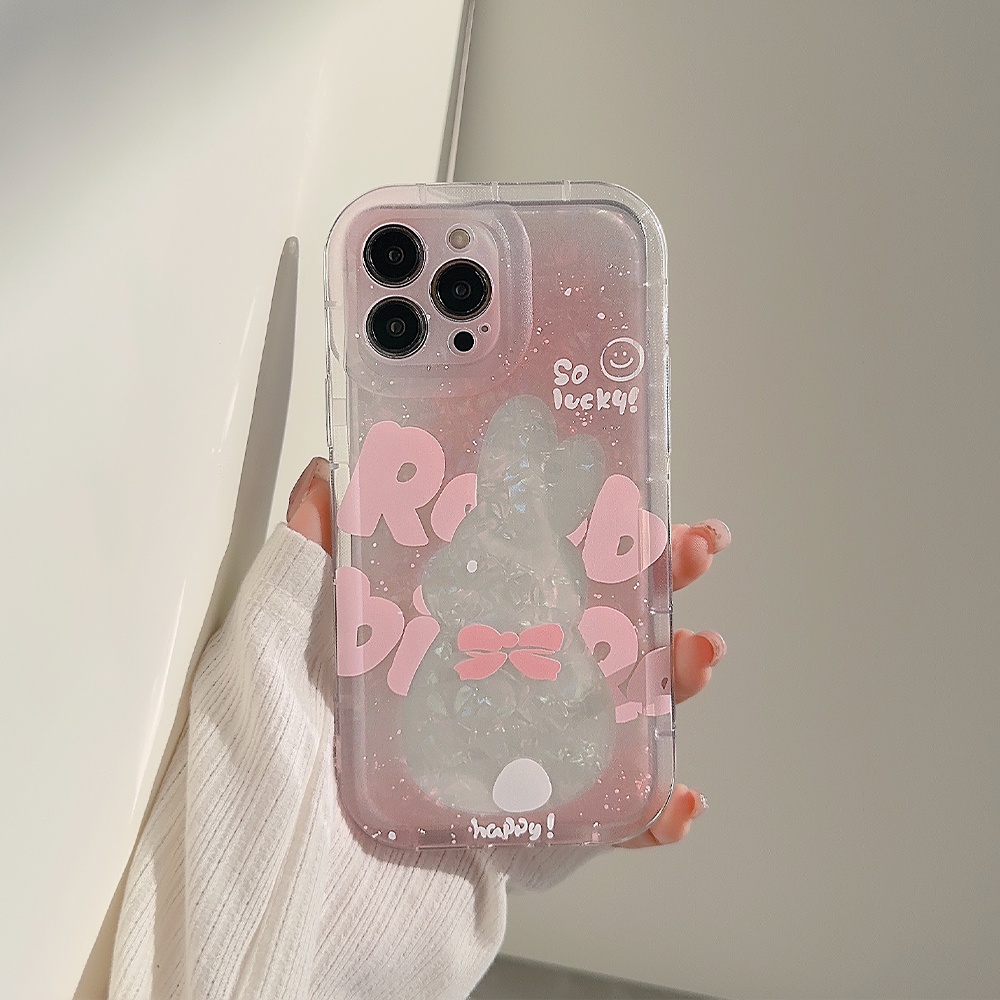 IPHONE Ins Kembali Motif Kelinci Cocok Untuk Iphone14 14pro 14plus 13 13mini 13pro 13prm iPhone12 7Plus 8Plus Xr XS 13 12mini Pro Max Empat Sudut Casing Ponsel Tahan Guncangan
