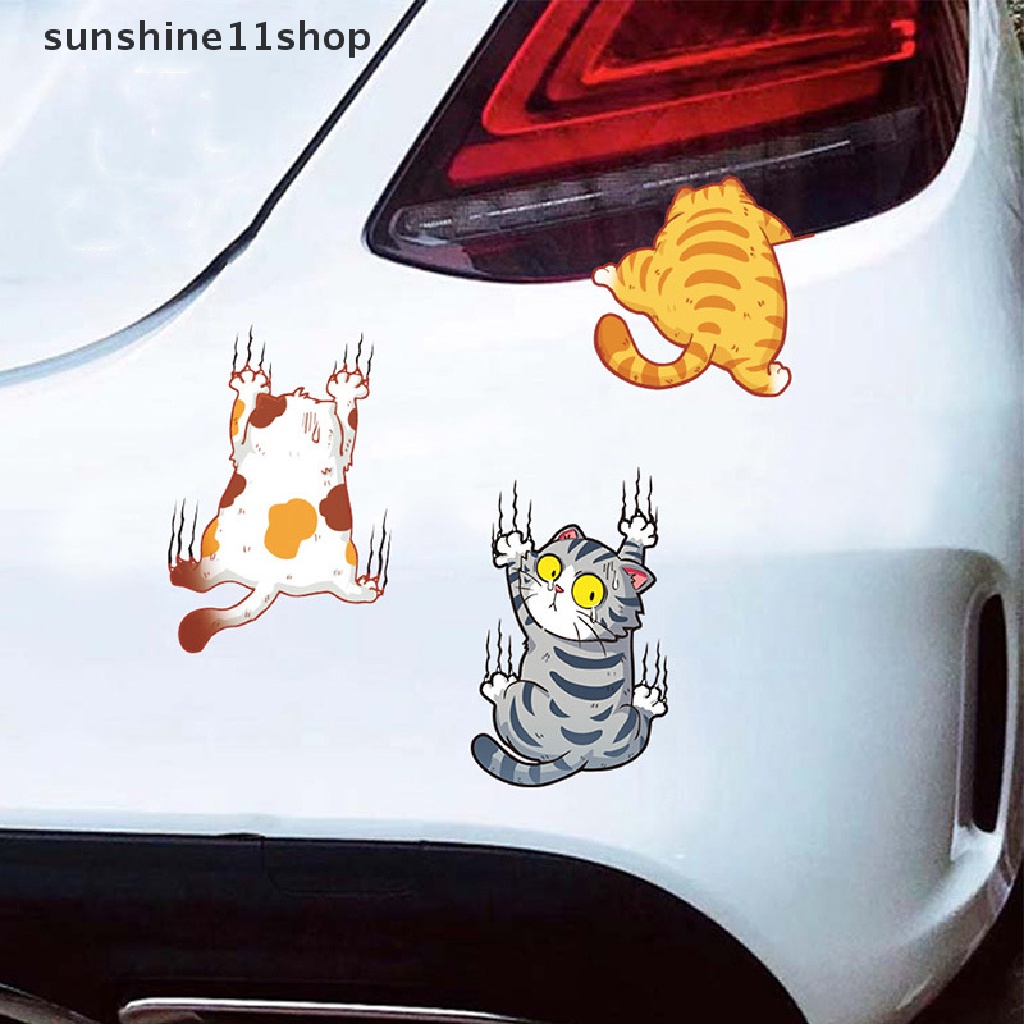 Sho 3Pcs Lucu Kreatif Kucing Peliharaan Stiker Mobil Mendaki Kucing Hewan Styling Stiker Mobil Body Dekorasi Decals Auto Decor Aksesoris N