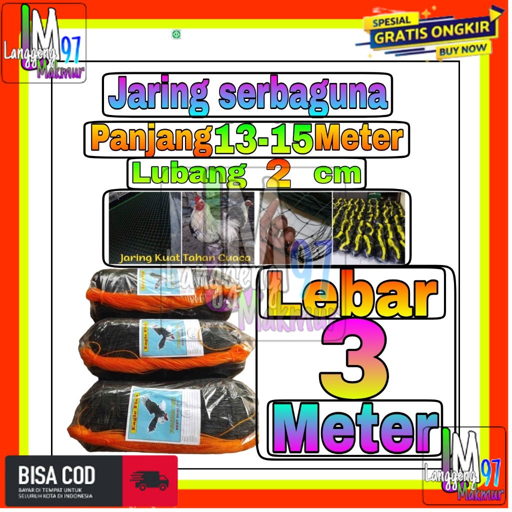 Jaring Pagar Ayam 3 meter / Jaring Lubang Kecil /Jaring Kandang /Jaring Burung / Jaring Taman