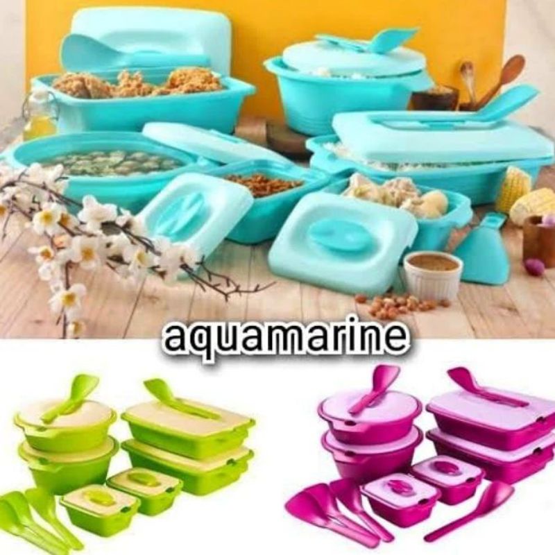 AQUAMARINE SET PRASMANAN TEMPAT KOTAK PIKNIK BIGGY isi 6 SET