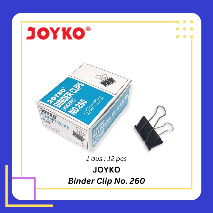 

JOYKO Binder Clip Klip Penjepit Kertas Black No. 260 1 dus - 12 pcs
