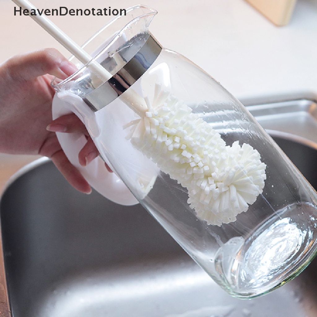 [HeavenDenotation] Spons Lembut Cup Brush Scrub Sponge Gosok Gagang Panjang Sikat Pembersih Cuci Botol Gelas Untuk Wineglass Mug Cleaning Tools HDV