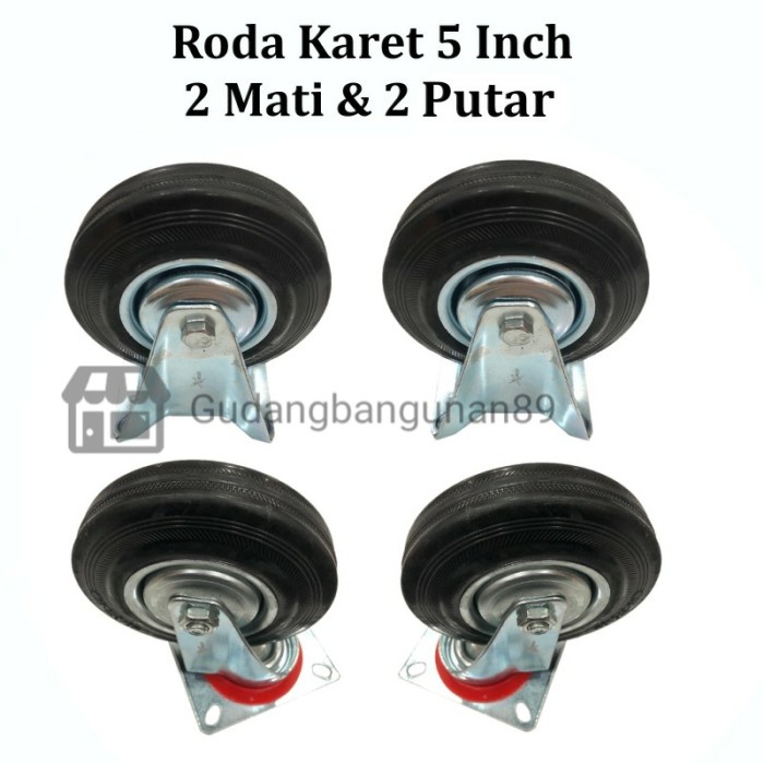 Roda Troli Trolley Etalase Karet Xanders Hitam 5 In Set Mati Putar