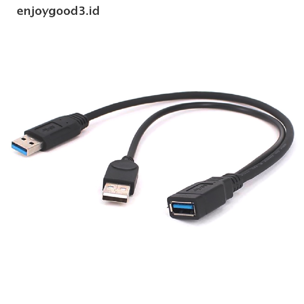 【 Rready Stock 】 USB3.0 Female To Dual USB Male with Extra Power Data Extension Cable USB Y-Splitter Data Sync Charging Extension Cable Charging Cable （ ID ）