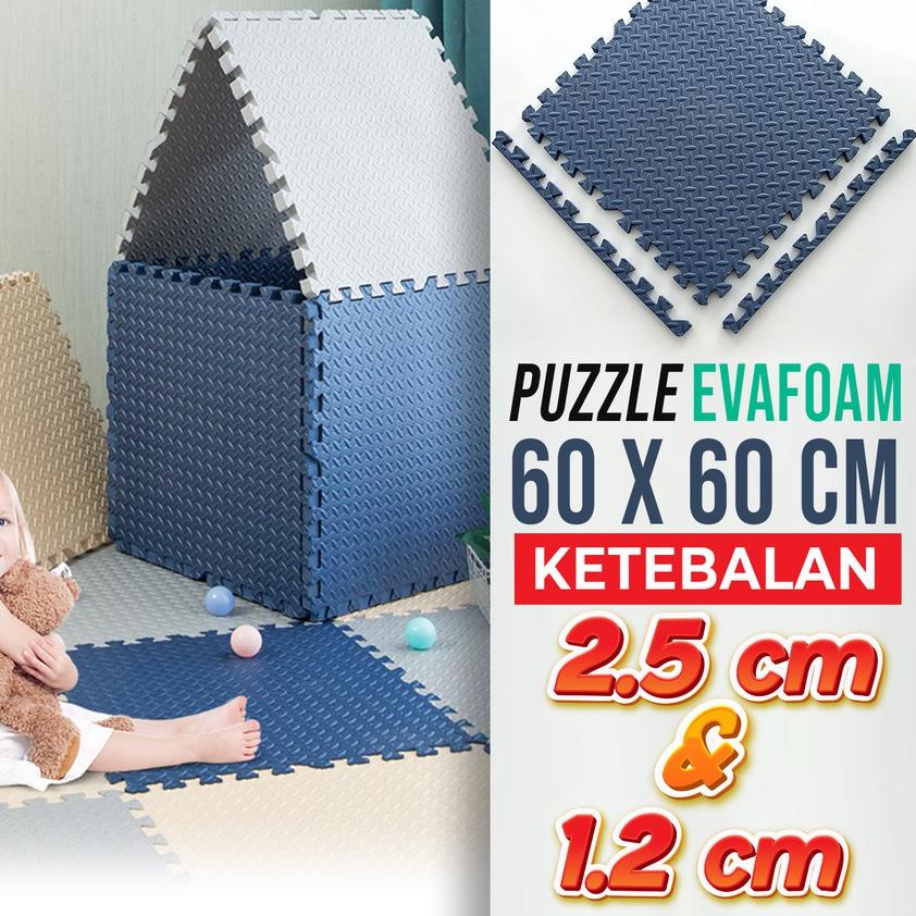 ☈ Hongzhuo Puzzle Evafoam Alas Lantai Polos Premium 60X60 CM Tebal 12MM &amp; 25MM ❊