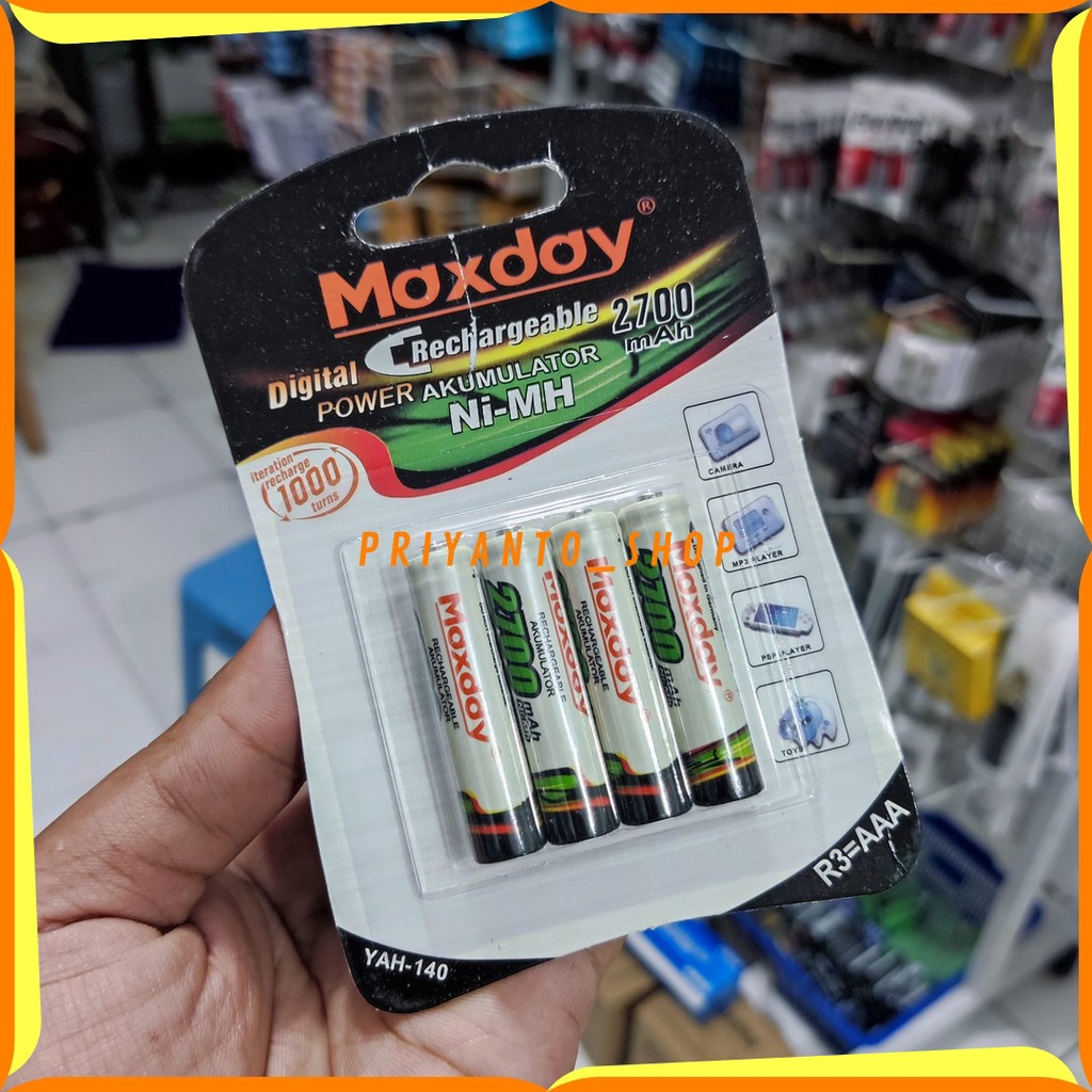 Batu Battery baterai A3 AAA Maxday 2700mAh Rechargeable Cas isi 4