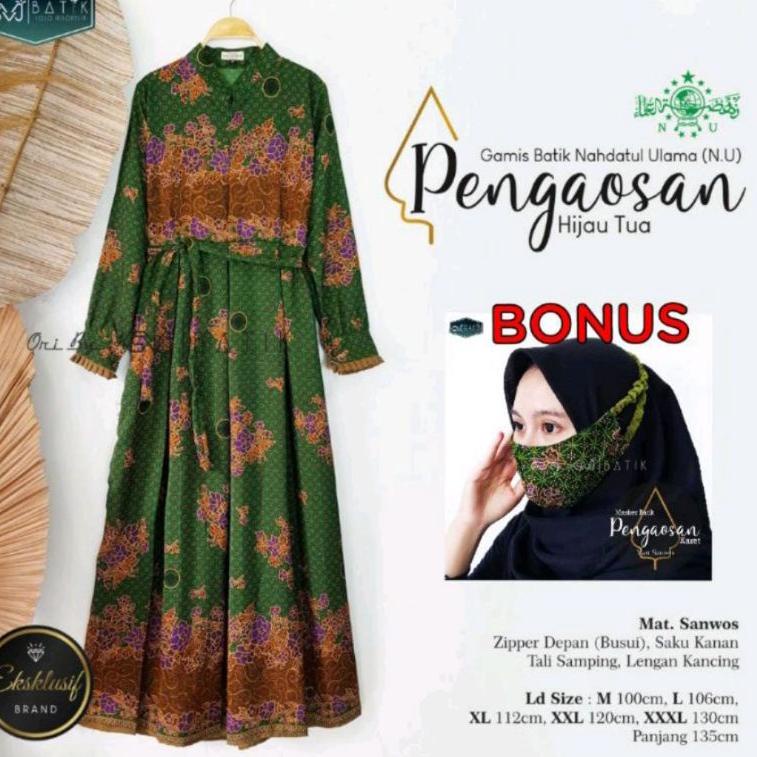 TERBARU GAMIS BATIK MUSLIMAT NU ORIGINAL SVJ TERBAIK FREE MASKER