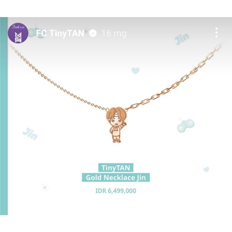 Frank & Co Bts TinyTan gold necklace Jin/Bts Prelove