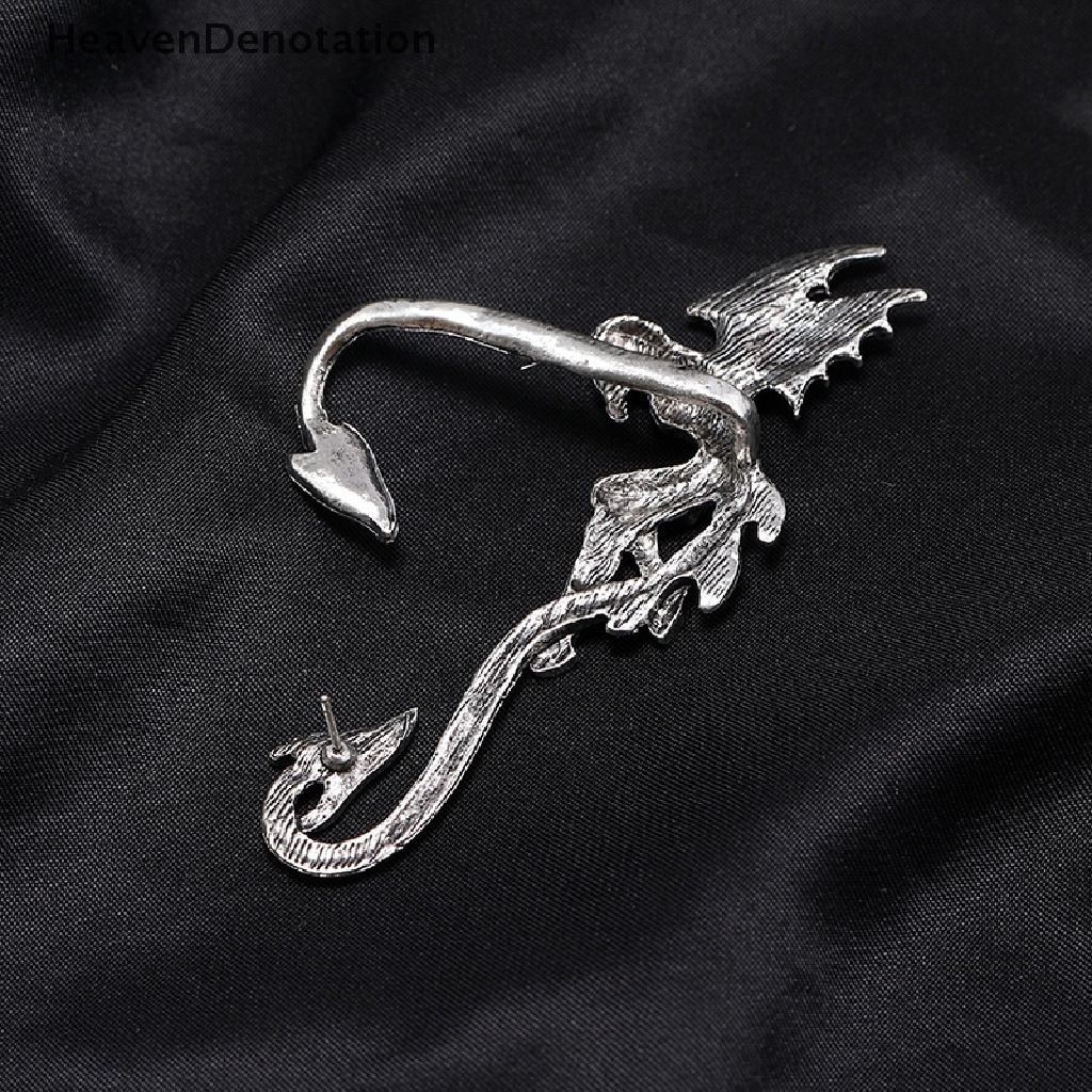 [HeavenDenotation] Punk Fairy Ear Cuff Earring Vintage Goth Devil Malaikat Gelap Elf Telinga Klip Ada Anting Untuk Wanita Halloween Earcuff Perhiasan Pesta HDV