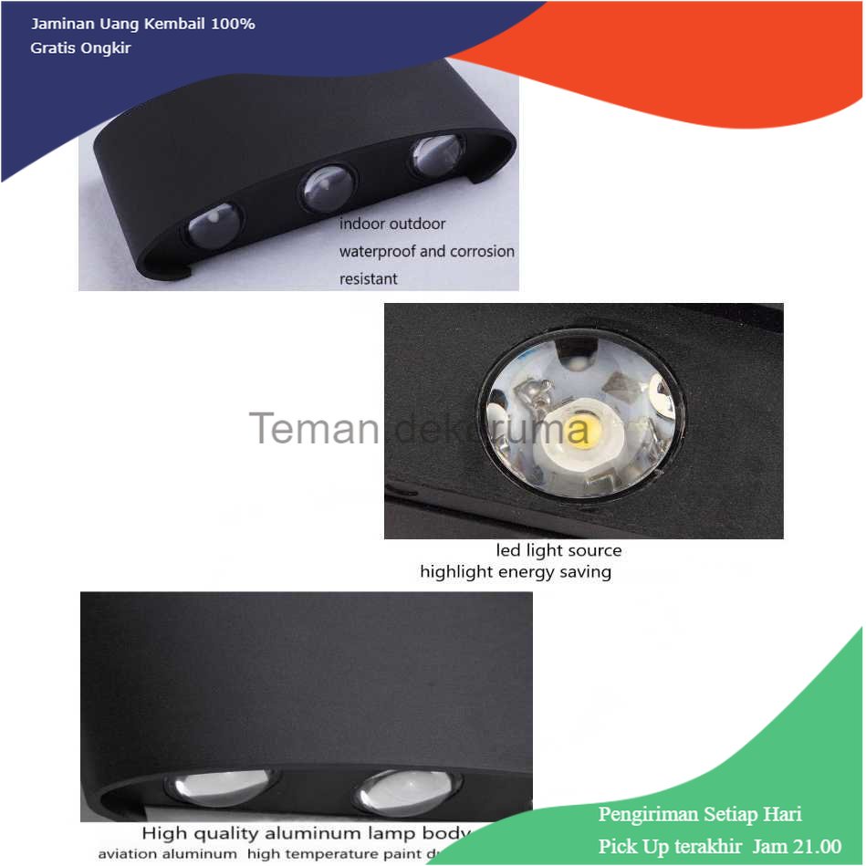 TD - LMP TaffLED Lampu Dinding Hias Outdoor Modern Aluminium 6W 6LED Warm White - D336-3