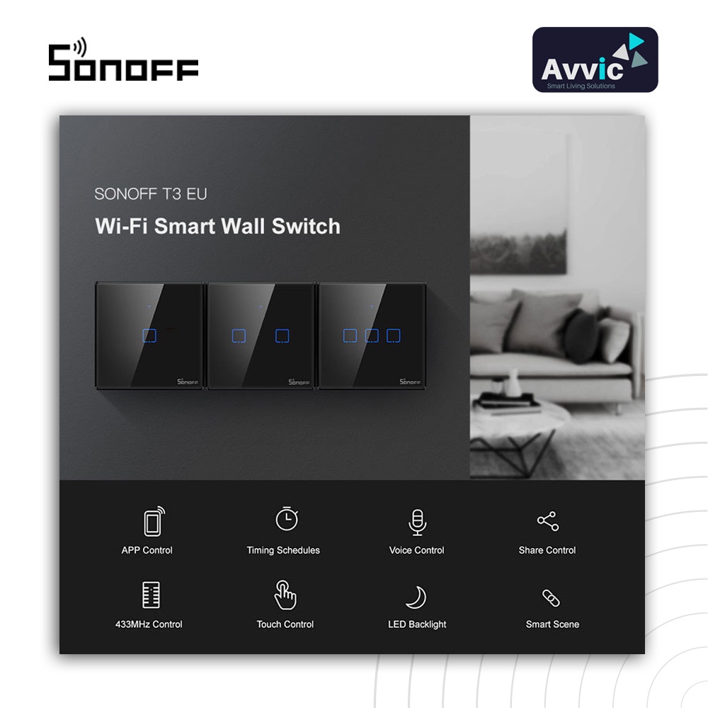 Sonoff Smart Wall Switch T3EU3C saklar wireless smart home IOT