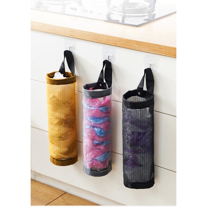 [SPR] Dispenser Plastik Jaring / Tas Rak Penyimpanan Plastik Tabung Gantung