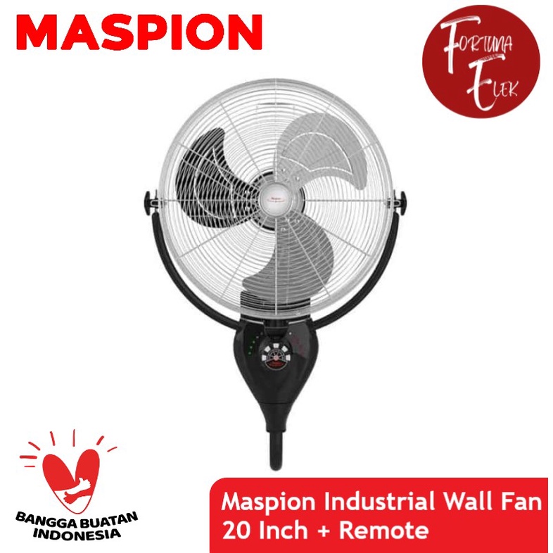 Maspion Power Wall Fan Remote Kipas Angin Dinding Industri 20 Inch PW 2002 RC + Remot