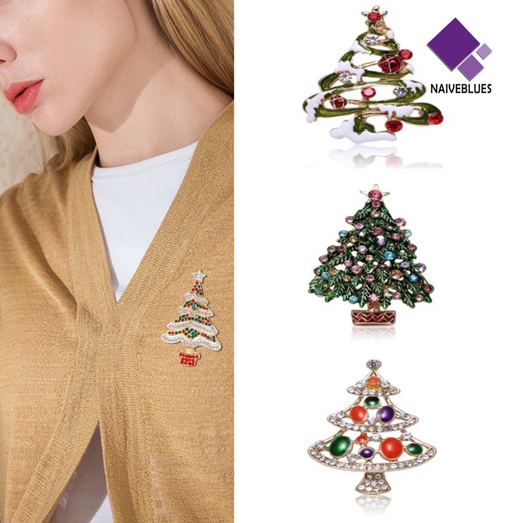 &lt; Naiveblues &gt; Bros Natal Sederhana Kreatif Pengerjaan Good-Looking Pohon Xmas Berlian Imitasi Bros Pacaran