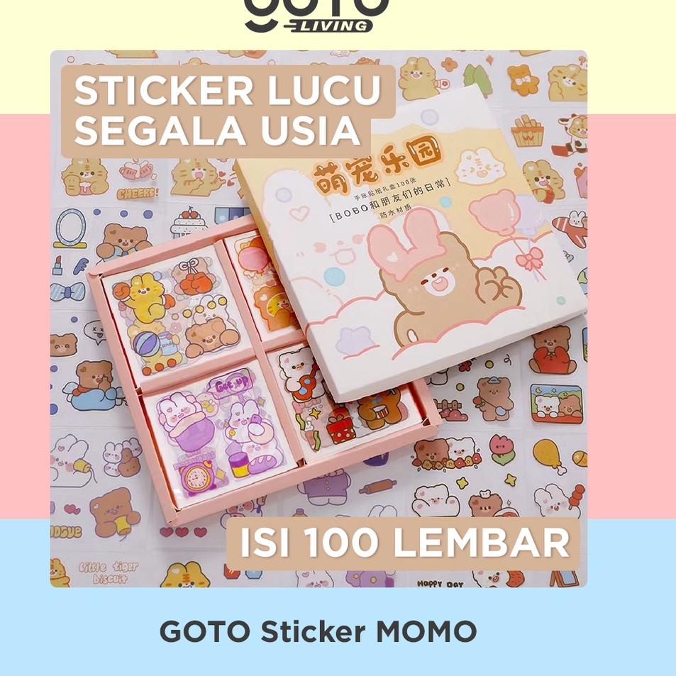 

Stock Baru Goto Momo Stiker Lucu Sticker Kartun Korea Motif Anti Air 100 Lembar