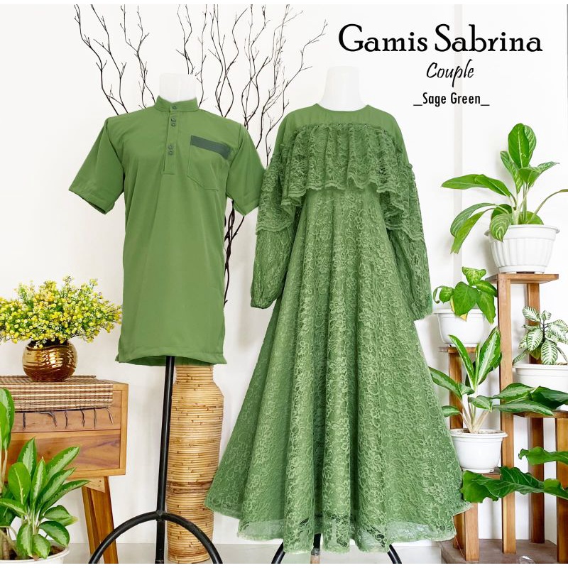 gamis sabrina sage green/gamis lebaran terbaru/gamis brokat anak dan dewasa/gamis couple family/gamis jumbo