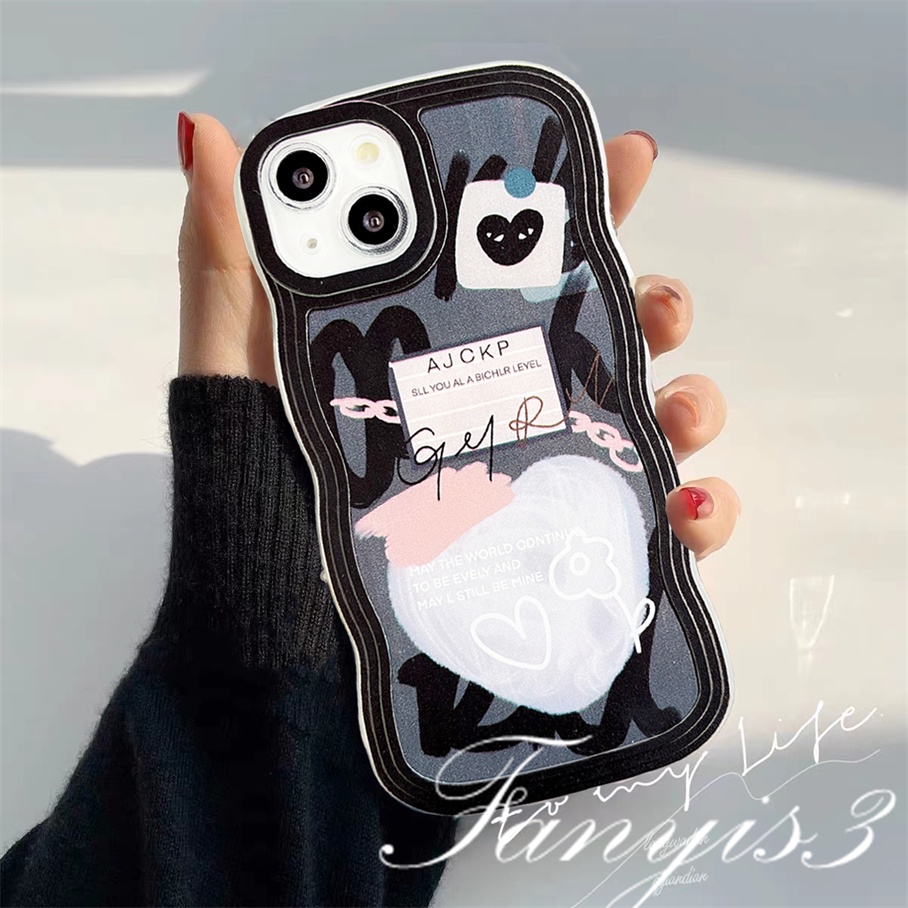 Realme C55 C35 C31 C30 GT 9 Pro+ C25Y C21Y C25s C12 C21 C20 C20A C11 C17 7i C15 10 8 7 6 5 Pro 8i 5i 5s 6i Narzo 50A 50i Love Label Gelombang Frame Phone Case TPU Pelindung Lembut Sarung