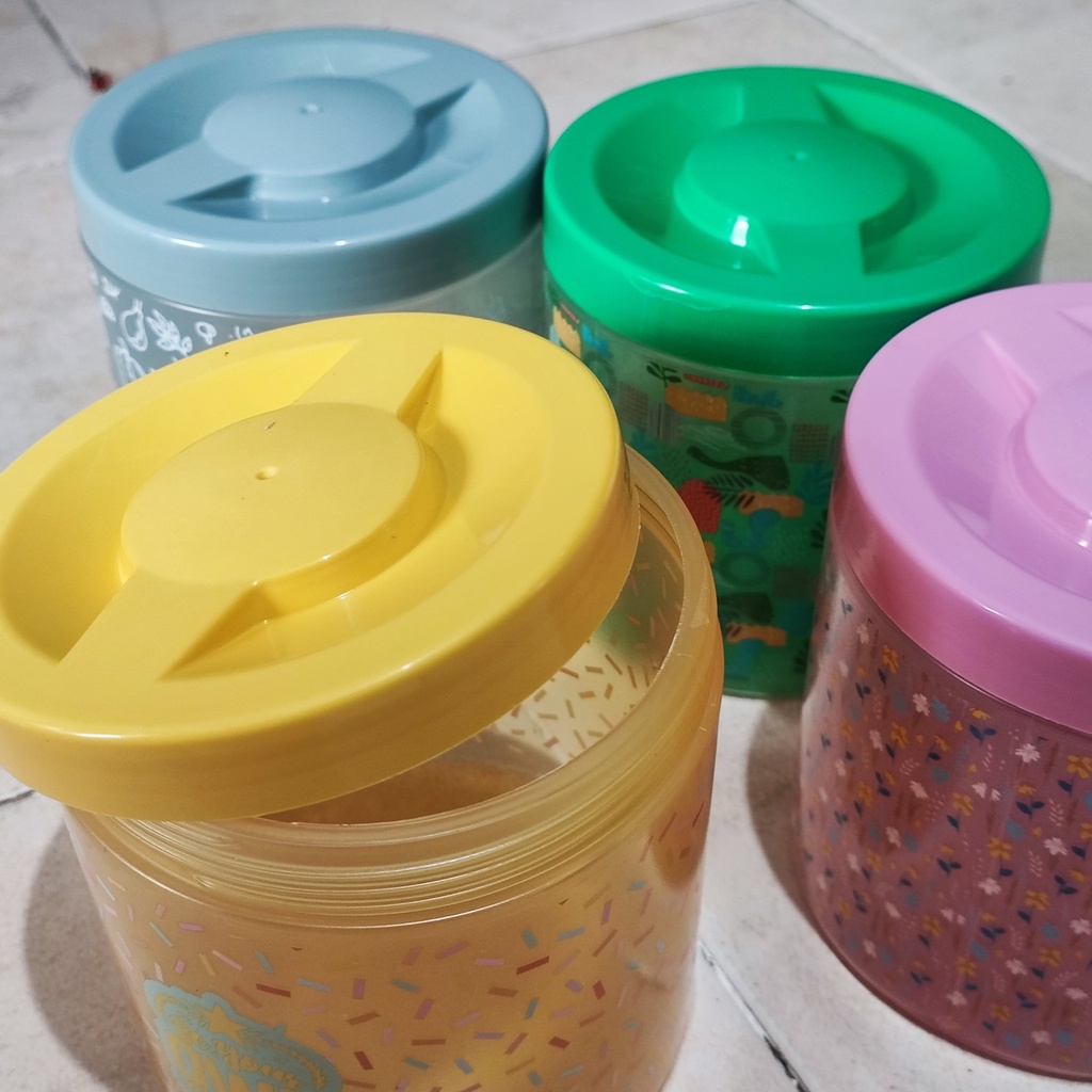 Toples Lucu motif Wadah Kotak Penyimpanan Makanan Food Storage Container Kopi Gula Krimer Bubuk Coklat Teh meses food gree pink blue BPA Free