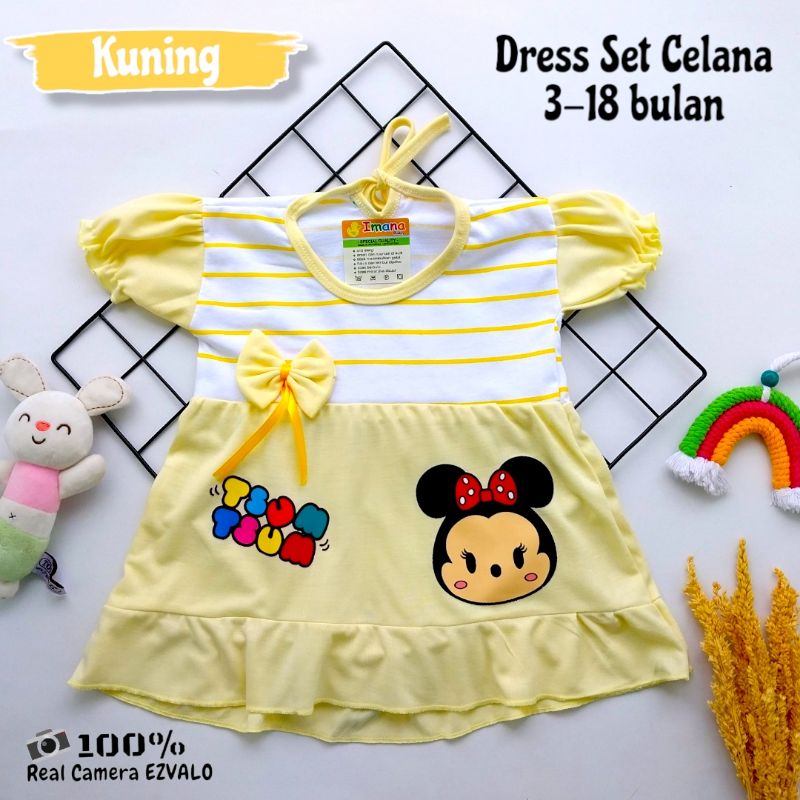 BAJU BAYI DRESS PEREMPUAN SET CELANA PENDEK 3-18 BULAN