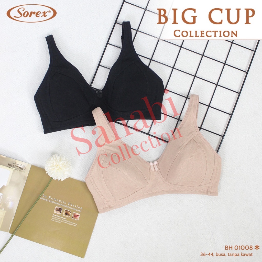 Sorex BH Wanita Basic Big Cup Tanpa Kawat Busa Tipis Setara Cup C Kait 3 Bra 01008 - 1 pcs