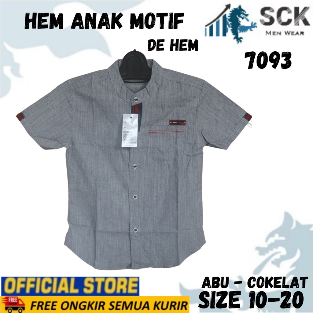 Kemeja Anak Polos De Hem 7093 16-20 Lengan Pendek [Usia 2-10Th]  / Kebutuhan Anak Laki - sckmenwear GROSIR