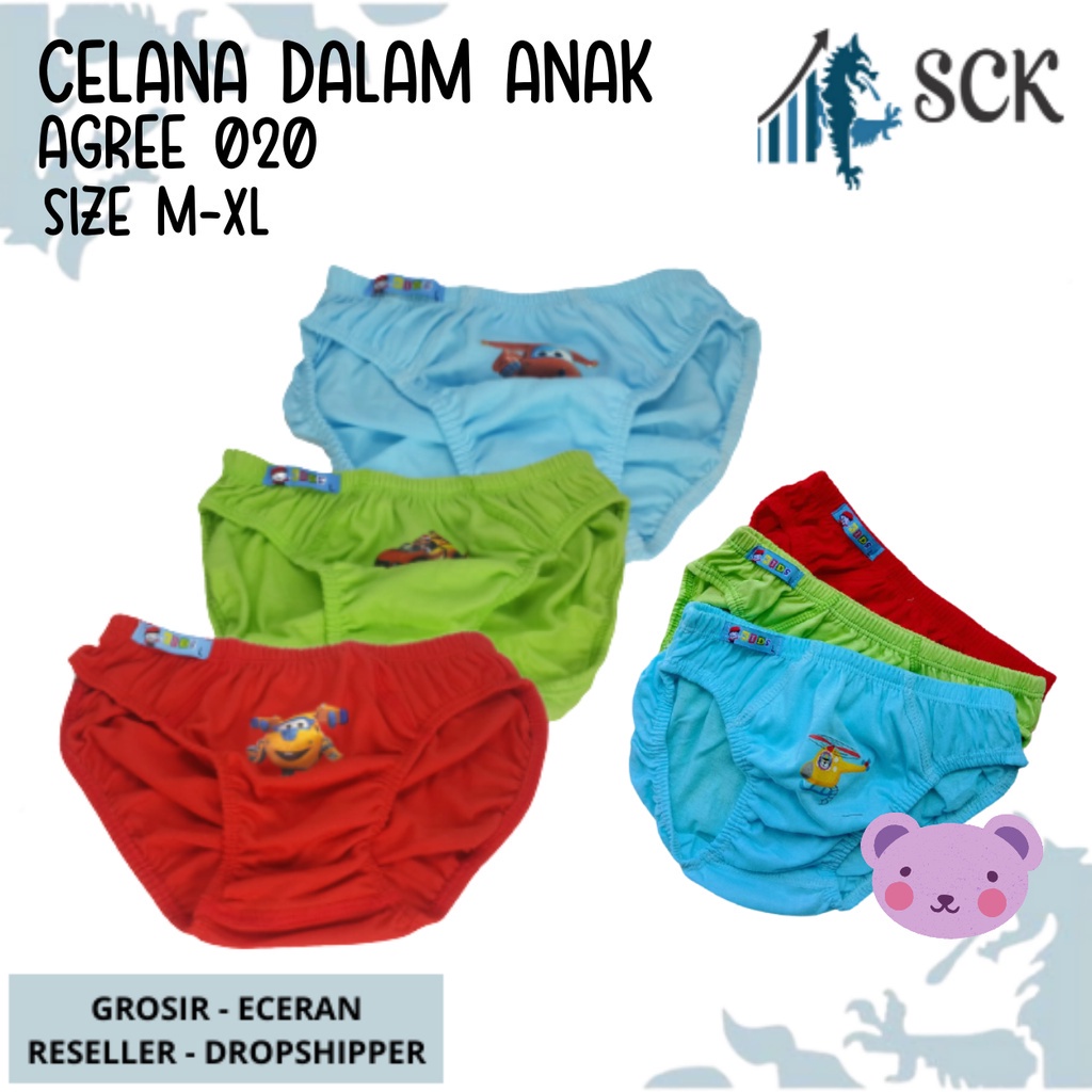 [ISI 3] CD Anak AGREE 020 Aneka Warna Polos / CD Anak Motif / Pakaian Dalam Anak AGREE Kids - sckmenwear GROSIR