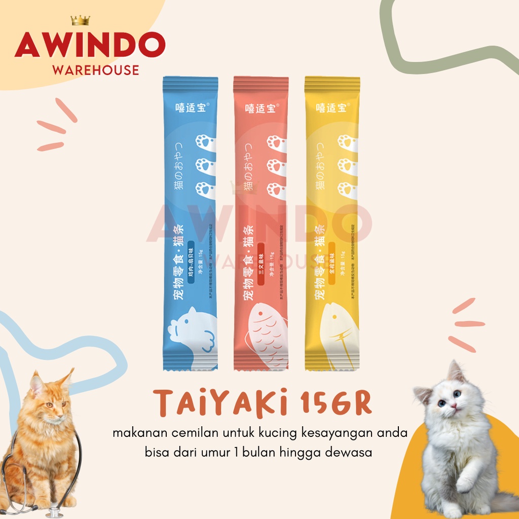 TAIYAKI CREAMY CAT - Makanan Snack Cemilan Kucing Adult Kitten Taiyaki Cat Strips 15gr