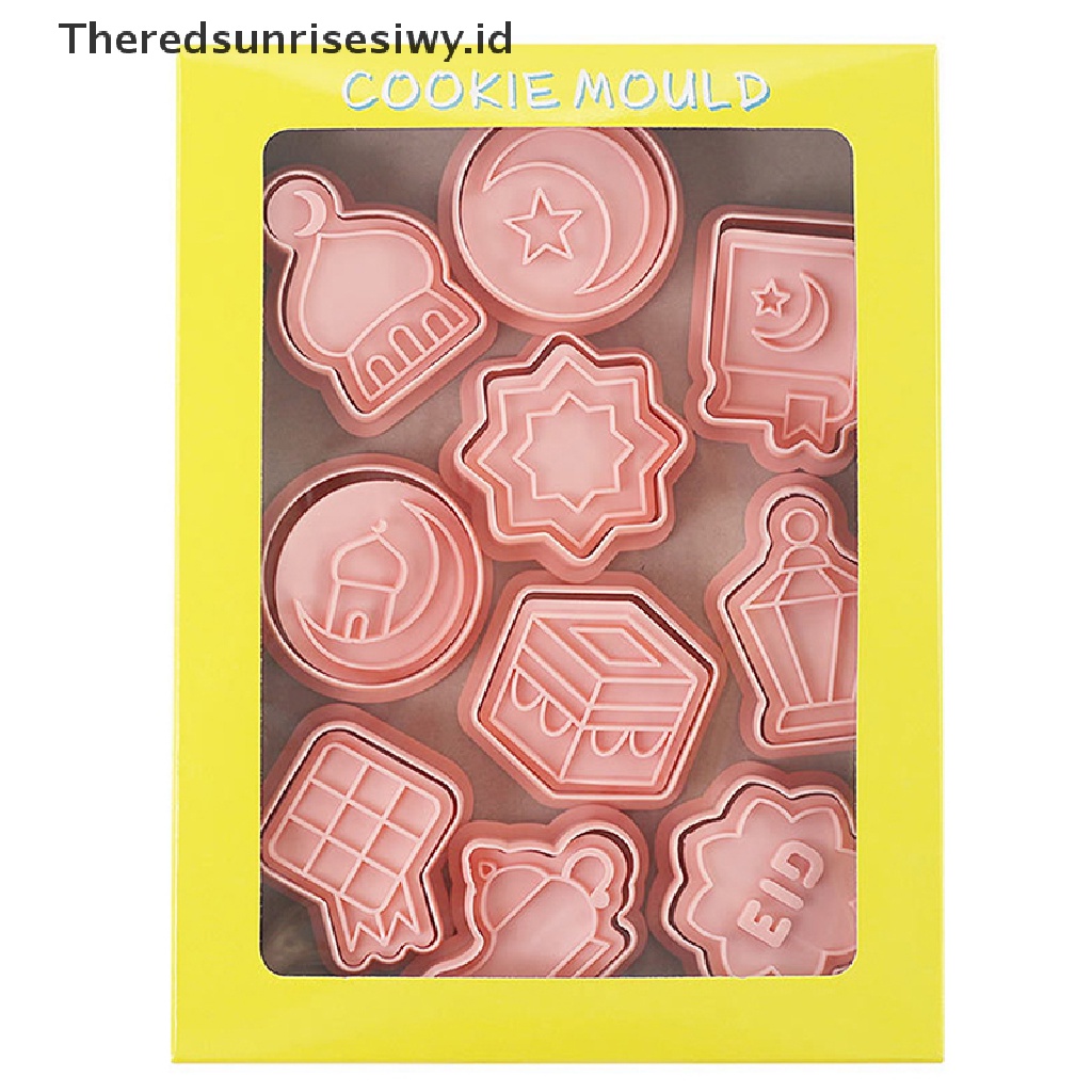 # Baju Lebaran # 10pcs Cetakan Biskuit Eid Mubarak Cookie Cutters Stamp Press Fondant Sugarcraft Alat Baking Dekorasi Ramadhan Rumah Pesta Muslim Islami~