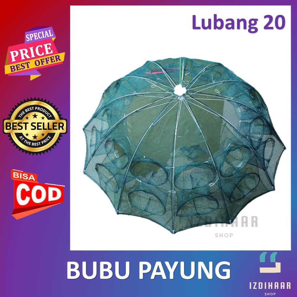 Bubu Payung Jaring Ikan 20 Lubang Jebakan Perangkap Udang ikan Kepiting Model Payung