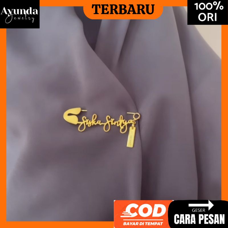 Bros nama terbaru lapis emas Bros custom Bros hijab peniti Bros custom