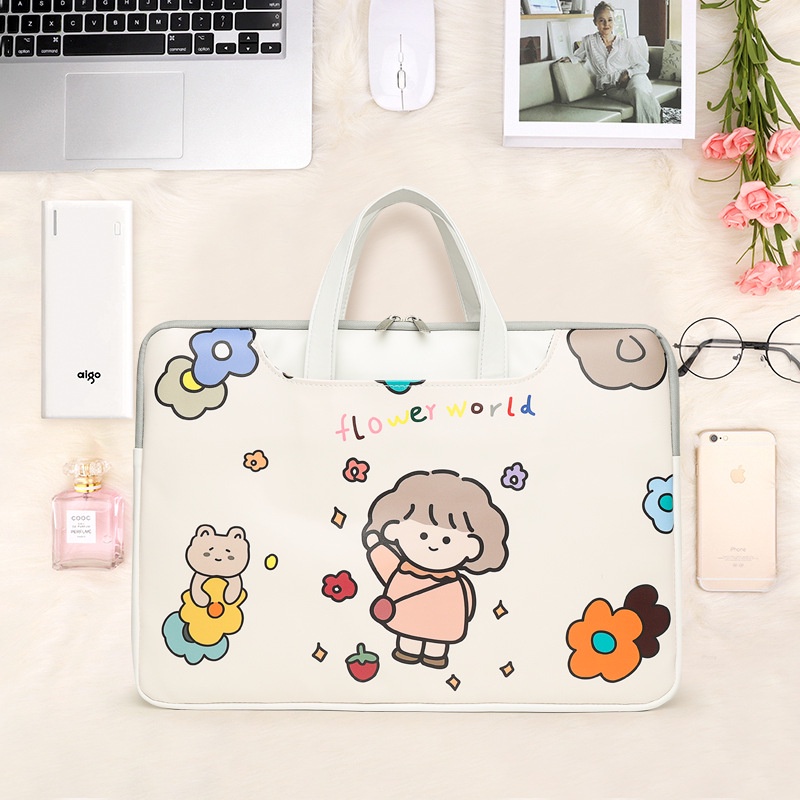 Tas Laptop Handle Jinjing Karakter Animasi Waterproof 13inch 14inch 15.6inch