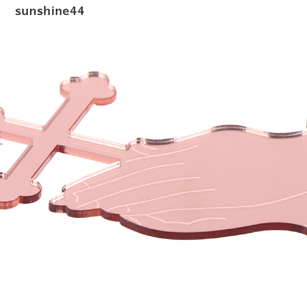 Sunshine 1Pc Mirror Acrylic Cross Cupcake Topper Hiasan Kue Pesta Baptis ID