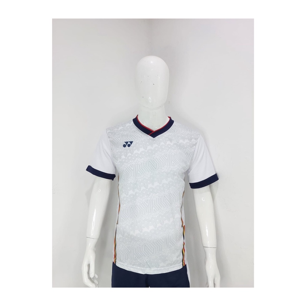 Kaos bulutangkis pria Y278 baju badminton atasan olahraga jersy wanita dewasa t-shirt outfit seragam kostum jersey casual suit pakaian jarsey oblong apparel sport jersi sudirman thomas uber cup bulu tangkis putih polos