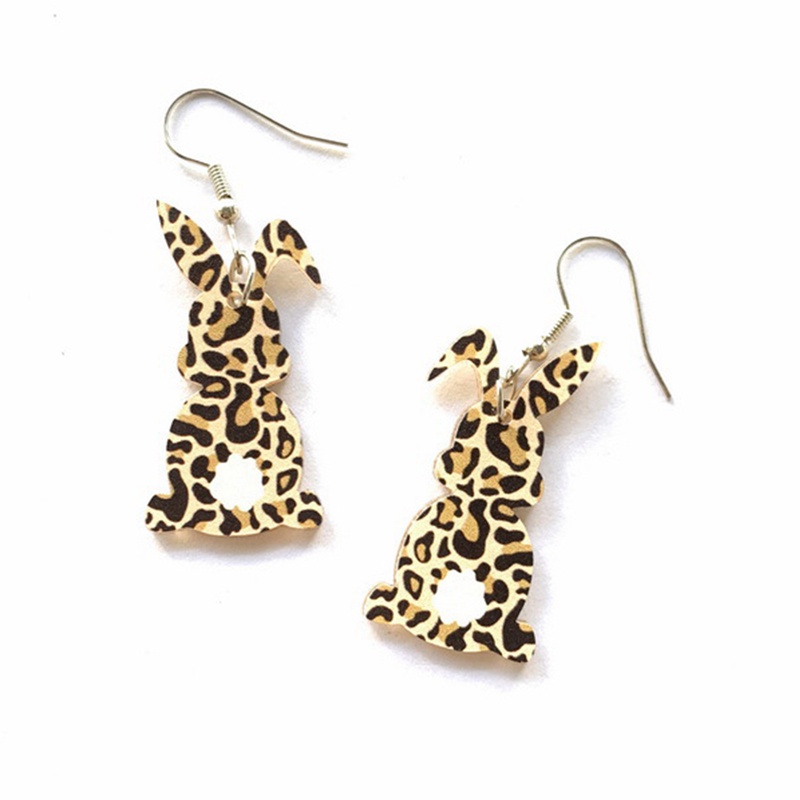 Anting Kelinci Leopard Paskah Untuk Wanita Lucu Hewan Kelinci Akrilik Drop Earrings Hadiah Festival