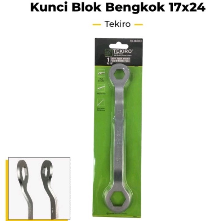 TEKIRO kunci buka tutup klep bengkok - kunci stelan klep tekiro 17x24 mm
