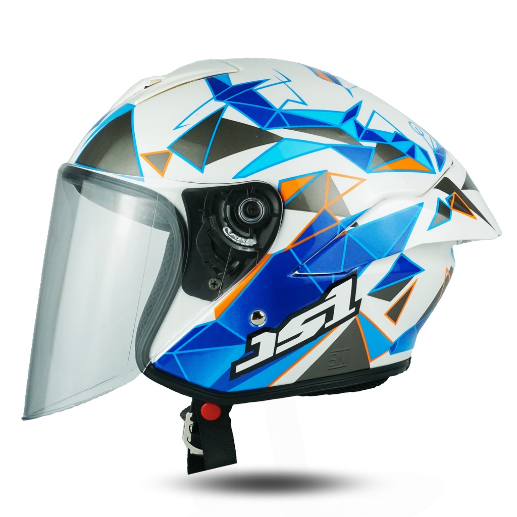 HELM  JITSU JS1 SERIES KARAKTER GEOWOLF WHITE SNI