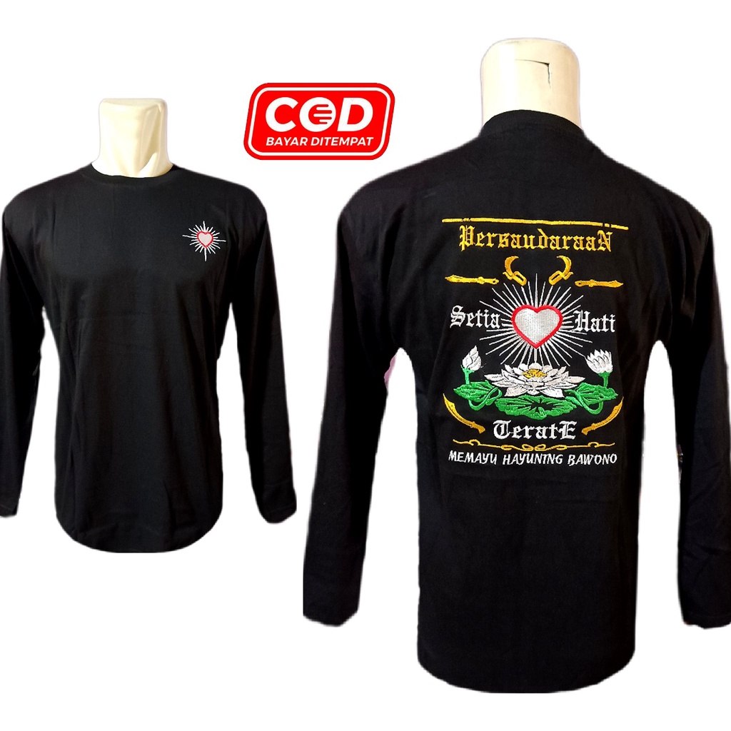 Kaos PSHT Bordir Terbaru Lengan Panjang Katun HNF Motif Lambang SH Terate - Baju Pria Keren