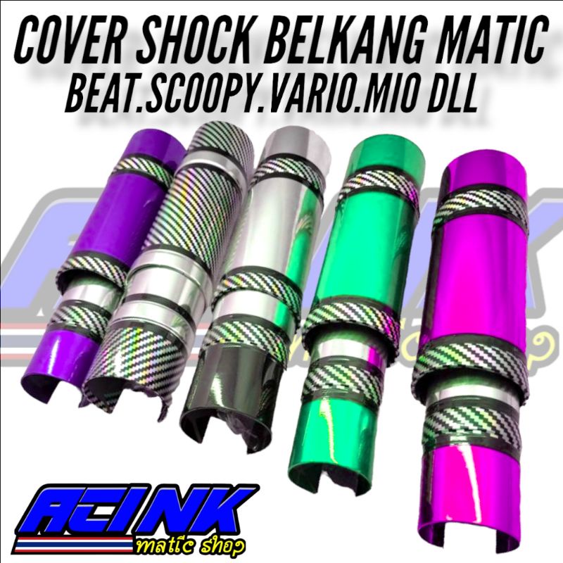 Cover Shock Belakang Variasi Carbon Hologram Pnp Motor Mio.Beat.Scoopy.Vario 125 150