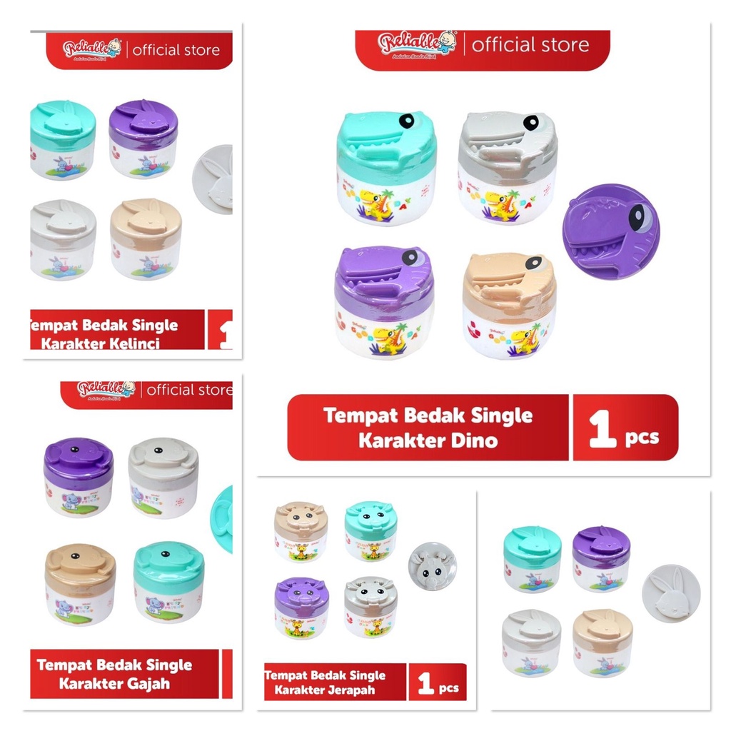 Tempat Bedak Bayi Reliable Single Karakter Motif Dino Kelinci Jerapah